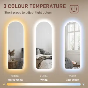 HOMCOM Full Length Wall Mirror with Lights Dimming and 3 Colour Adjustable