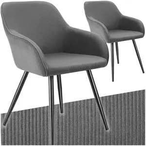 Dining Chair Marilyn - corduroy look, upholstered, armchair, continuous backrest - grey/black