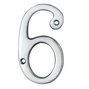 Polished Chrome Door Number 6/9 75mm Height 4mm Depth House Numeral Plaque