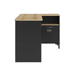 Diagone Oak & Black Corner Desk