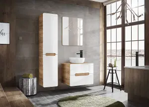 Bathroom Vanity Unit Countertop Sink 600 Wall Cabinet White Gloss Oak Arub