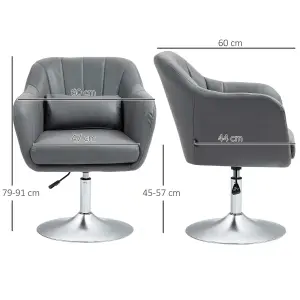 HOMCOM Stylish Retro Swivel Tub Chair Steel Frame Cushion Seat Dark Grey