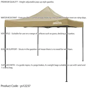 Durable 3x3m Beige Pop-Up Gazebo with Waterproof Side Walls for Outdoor Events