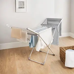 Foldable Winged Electric Laundry Drying Horse Rack - Laundry Drying Horse With Heated Folding Wings - 220W Energy Efficient