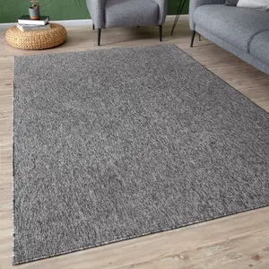 THE RUGS Solid Design Low Pile Living Room Rugs in Grey Flex Collection 1000G