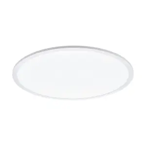 Flush Ceiling Light Colour White Shade Round White Plastic Bulb LED 30W Included