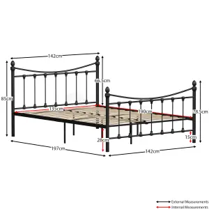 Vida Designs Paris Black 4ft6 Double Metal Bed Frame, 190 x 135cm