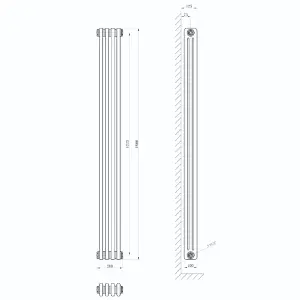 Braxton White Triple Vertical Column Radiator - 1800x200mm