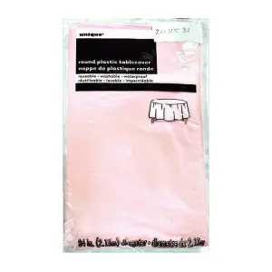 Unique Party Round Plastic Plain Tablecover Pastel Pink (One Size)