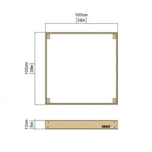 Rebo Wooden Sandpit Ball Pool Square Frame Sandbox 100cm x 100cm