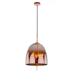 Luminosa Modern Hanging Pendant Copper 3 Light  with Glass Shade, E14