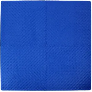 Interlocking EVA Gym Yoga Mats in Blue Anti-Fatigue Soft Foam Exercise Play Floor Tiles