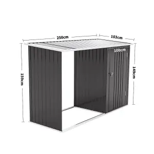 8 x 3 ft Charcoal Black Outdoor Garden Firewood Shed Storage Shed