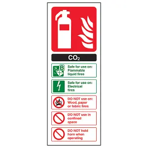 CO2 Fire Extinguisher Safety Sign - Adhesive Vinyl - 100x280mm (x3)