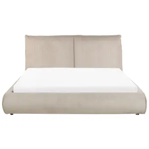 Corduroy EU King Size Bed Taupe VINAY