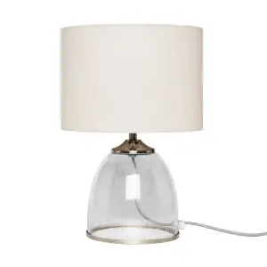 Inlight Sofy Round Satin Nickel effect Table lamp