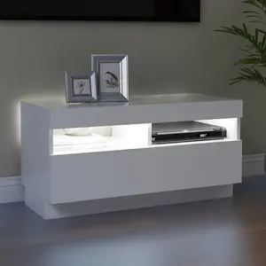 Berkfield TV Cabinet with LED Lights White 80x35x40 cm