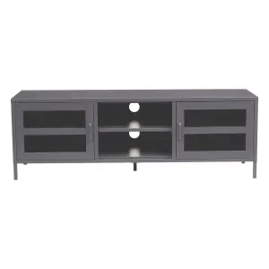 Interiors By Premier Classic Two Door Grey Metal Media Unit, Industrial Livingroom Media Unit, Versatile Shelving Media Unit