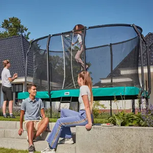 12ft x 7ft Salta Green First Class Rectangular Trampoline with Enclosure