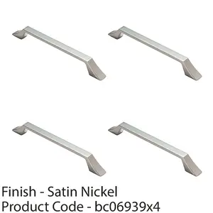 4 PACK - Angular Kitchen Pull Handle Satin Nickel 160mm Centres Shaker Cabinet Drawer