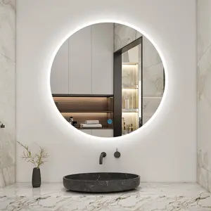 Brextyn Illuminated Round Bathroom Mirror with LED Light Demister Wall Mounted 60 cm H x 60 cm W