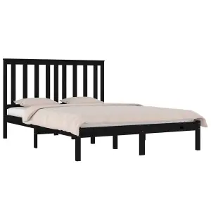 Berkfield Bed Frame Black Solid Wood Pine 140x190 cm