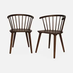 sweeek. Pair of chairs in walnut wood and plywood Paula Dark wood colour 75x53x51 cm