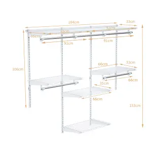 Costway Wall Mounted Closet System Metal Hanging Storage Organizer Rack with Hanging Rod