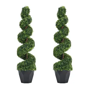 2 pcs Boxwood Tree Artificial Spiral Topiary Plant House Plant Garden Artificial Plant H 120 cm