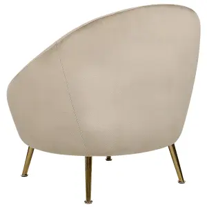 Beliani Retro Armchair LANGA Velvet Taupe