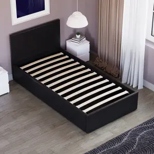 Vida Designs Lisbon Black 3ft Single Ottoman Faux Leather Bed Frame