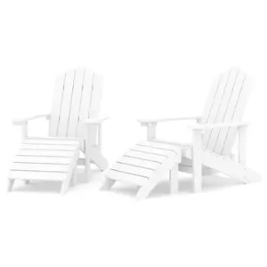 Berkfield Garden Adirondack Chairs 2 pcs with Footstools HDPE White