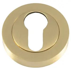 50mm Euro Profile Round Escutcheon Concealed Fix Satin Brass Keyhole Cover