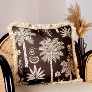 Paoletti Colonial Palm Fringed Feather Rich Cushion