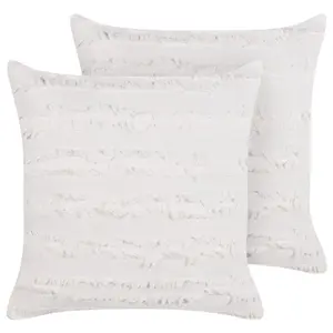 Set of 2 Cushions MAKNEH Cotton 45 x 45 cm Solid White