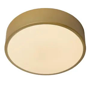 Lucide Unar Modern Flush Ceiling Light 20cm - LED Dim. - 1x12W 2700K - 3 StepDim - Matt Gold, Brass