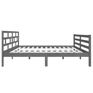 Berkfield Bed Frame Grey Solid Wood Pine 140x190 cm