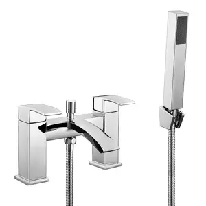 Stark Polished Chrome Deck-mounted Bath Shower Mixer Tap with Handset