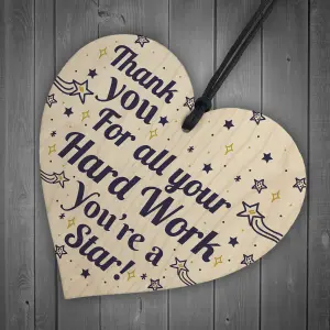 Red Ocean Colleague THANK YOU Gifts Wooden Heart Plaque Employee Teacher Volunteer Keepsake Gifts