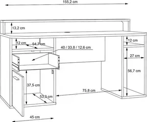 Flair Power Z White Computer Gaming Desk