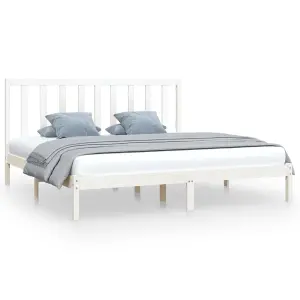 Berkfield Bed Frame White Solid Wood Pine 200x200 cm