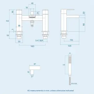 Matt Black Waterfall Bath Shower Mixer Tap & Square Shower Slide Rail Kit