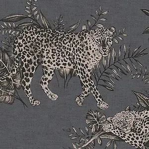 Grandeco Grey Woven effect Leopard Embossed Wallpaper