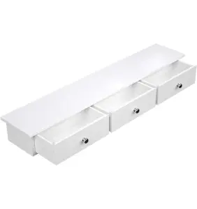 SONGMICS Floating Wall Shelf with 3 Drawers, Wall Storage Unit, for Hallway, Living Room, Bedroom, Kitchen, White