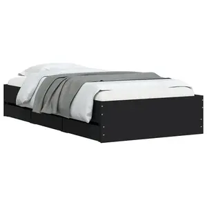 Berkfield Bed Frame with Drawers without Mattress Black 100x200 cm