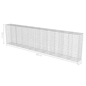 Berkfield Gabion Wall with Covers Galvanised Steel 600x50x150 cm