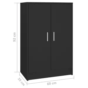 Berkfield Shoe Cabinet Black 60x35x92 cm Engineered Wood