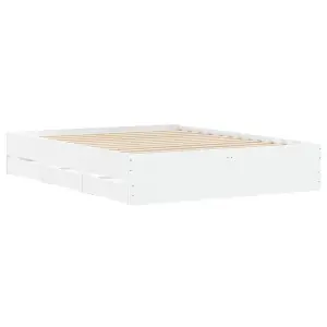 Berkfield Bed Frame with Drawers without Mattress White 150x200 cm King Size