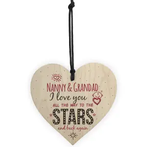 Red Ocean Love You Nanny  Grandad NAN Home Decor Wooden Hanging Heart Wall Sign Plaque Keepsake Gift