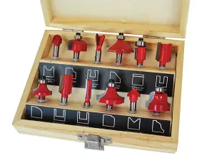 Faithfull  1/4in TCT Router Bit Set, 12 Piece FAIRBS12